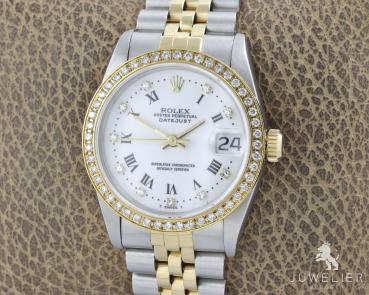 Rolex Datejust 31mm Medium Bicolor Diamanten Box & Papiere Ref. 68273 Damenuhr