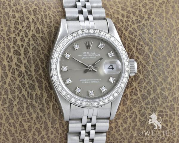 Preview: Rolex Datejust 26mm Stahl Automatik Diamanten Ref. 69174 Damenuhr Box & Papiere