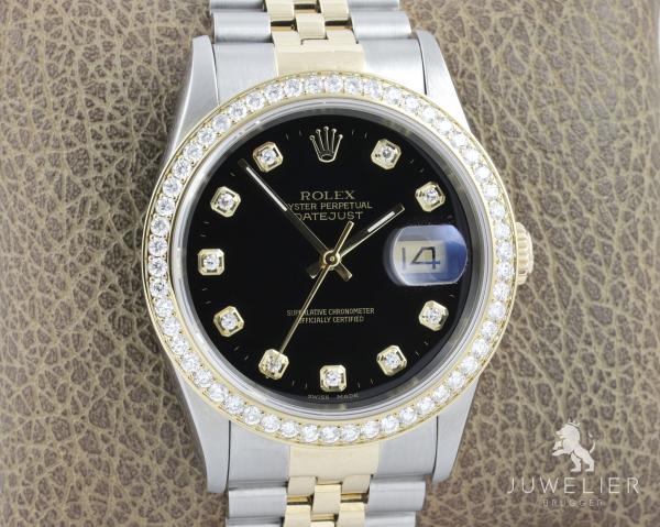 Preview: Rolex Datejust 36mm Bicolor Automatik Diamantenbesatz Ref. 16233 Box & Papiere