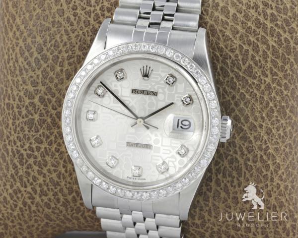 Rolex Datejust 36mm Stahl Automatik Diamantenbesatz Ref. 16234 Box & Papiere