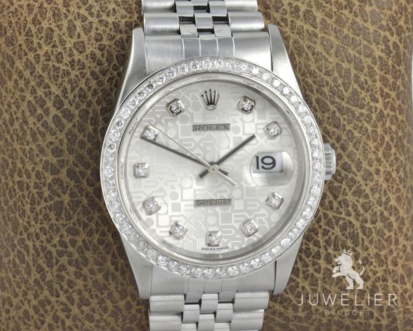 Preview: Rolex Datejust 36mm Stahl Automatik Diamantenbesatz Ref. 16234 Box & Papiere