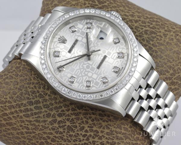 Preview: Rolex Datejust 36mm Stahl Automatik Diamantenbesatz Ref. 16234 Box & Papiere