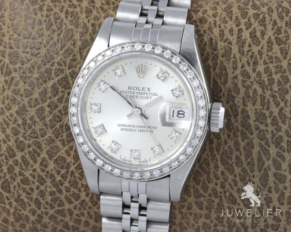 Rolex Datejust 26mm Stahl Automatik Diamanten Ref. 69174 Damenuhr Box & Papiere