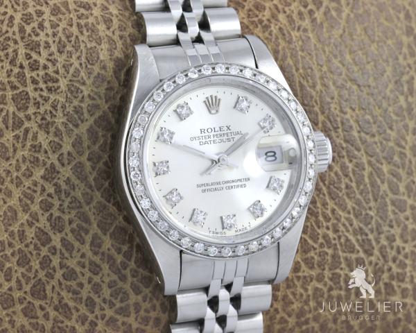 Preview: Rolex Datejust 26mm Stahl Automatik Diamanten Ref. 69174 Damenuhr Box & Papiere