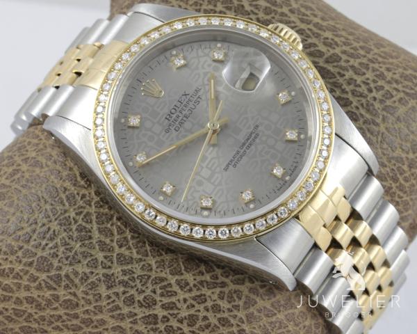 Preview: Rolex Datejust 36mm Bicolor Automatik Diamantenbesatz Ref. 16233 Box & Papiere