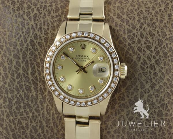 Rolex Lady-Datejust 26mm 750 Gold Automatik Diamantenbesatz Damenuhr Ref. 6917