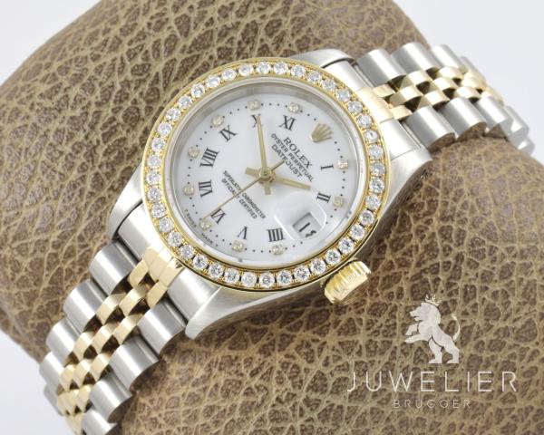 Preview: Rolex Lady-Datejust Bicolor 26mm Automatik Diamantenbesatz Ref. 69173 Box & Papiere Damenuhr