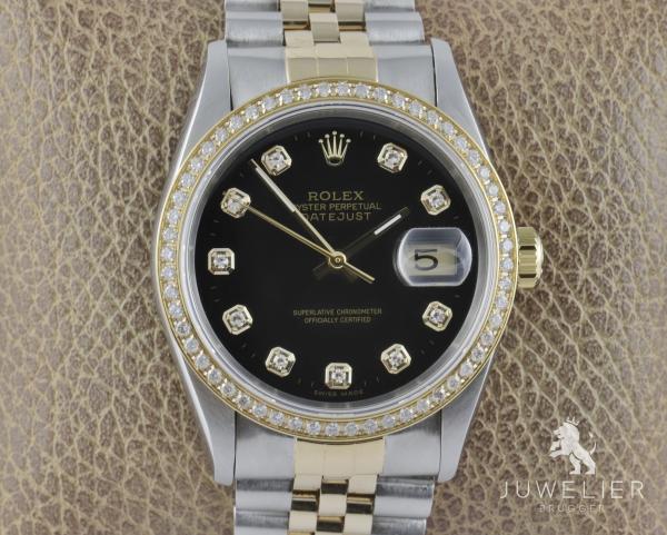 Preview: Rolex Datejust 36mm Bicolor Automatik Diamantenbesatz Ref. 16233 Box & Papiere