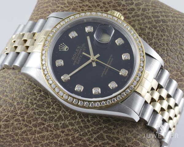 Rolex Datejust 36mm Bicolor Automatik Diamantenbesatz Ref. 16233 Box & Papiere