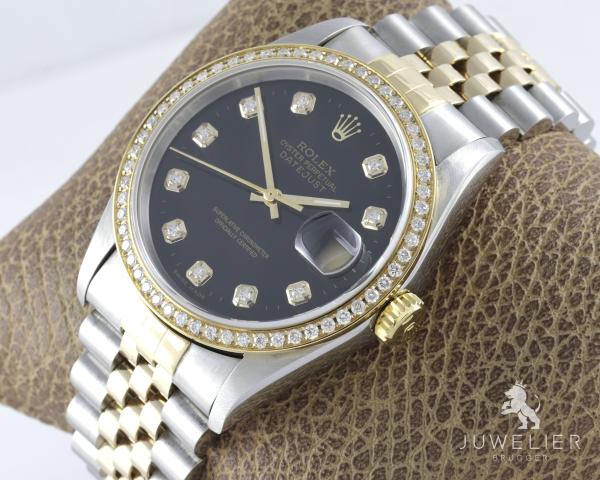 Rolex Datejust 36mm Bicolor Automatik Diamantenbesatz Ref. 16233 Box & Papiere