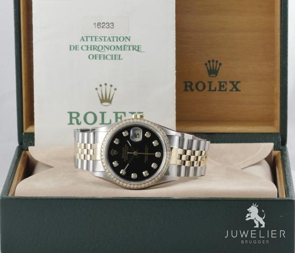 Rolex Datejust 36mm Bicolor Automatik Diamantenbesatz Ref. 16233 Box & Papiere