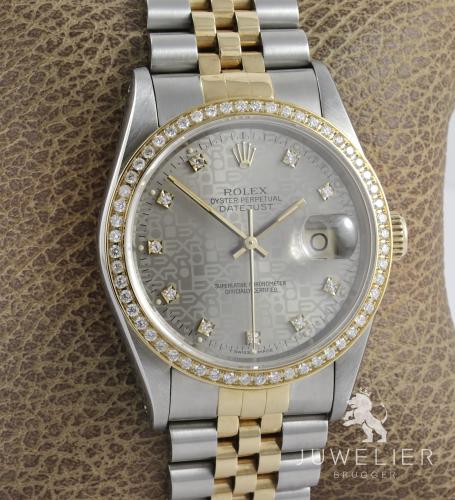 Preview: Rolex Datejust 36mm Bicolor Automatik Diamantenbesatz Ref. 16233 Box & Papiere