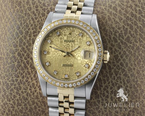 Preview: Rolex Datejust 31mm Medium Bicolor Diamanten Box & Papiere Ref. 68273