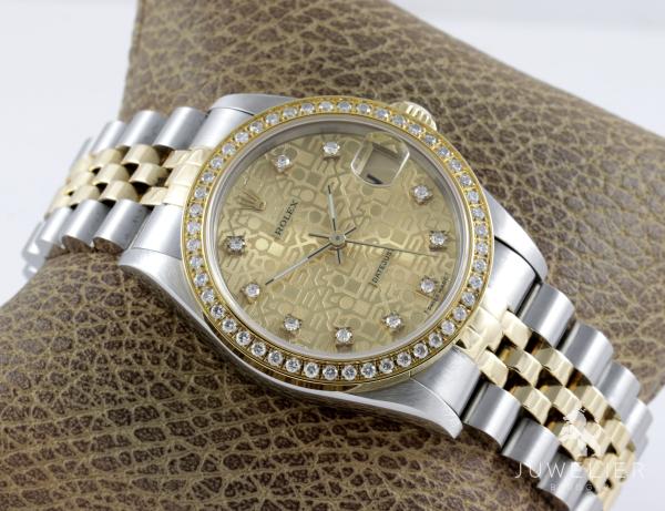 Preview: Rolex Datejust 31mm Medium Bicolor Diamanten Box & Papiere Ref. 68273