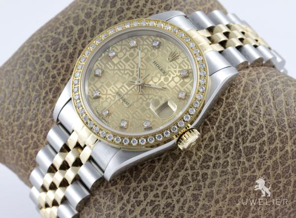 Rolex Datejust 31mm Medium Bicolor Diamanten Box & Papiere Ref. 68273