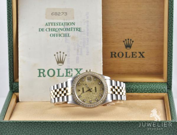 Rolex Datejust 31mm Medium Bicolor Diamanten Box & Papiere Ref. 68273