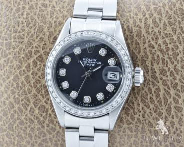 Rolex Lady Date 26mm Stahl Automatik Diamanten Ref. 6917 Box & Papiere