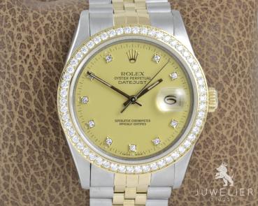 Rolex Datejust 36mm Bicolor Automatik Diamantenbesatz Ref. 16013 Box & Papiere