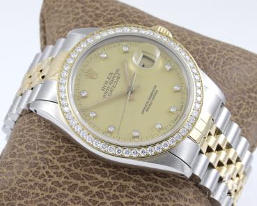 Rolex Datejust 36mm Bicolor Automatik Diamantenbesatz Ref. 16013 Box & Papiere