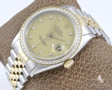 Rolex Datejust 36mm Bicolor Automatik Diamantenbesatz Ref. 16013 Box & Papiere