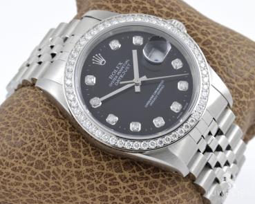 Rolex Datejust 36mm Stahl Automatik Diamantenbesatz Ref. 16234 Box & Papiere