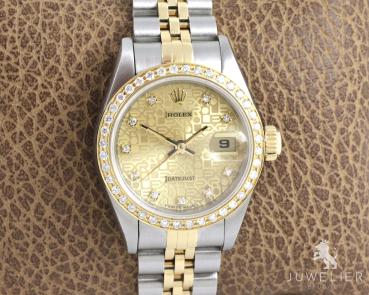 Rolex Lady-Datejust Bicolor 26mm Automatik Diamantenbesatz Damenuhr Ref. 69173 Box & Papiere
