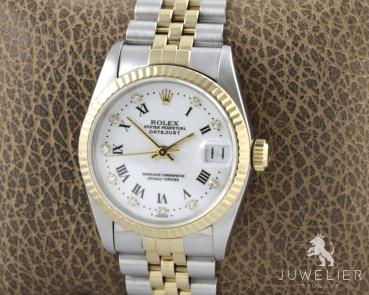 Rolex Datejust 31mm Medium Bicolor Diamanten Box & Papiere Ref. 68273 Damenuhr