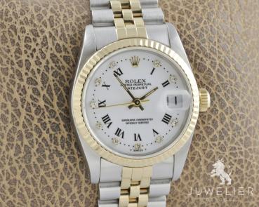 Rolex Datejust 31mm Medium Bicolor Diamanten Box & Papiere Ref. 68273 Damenuhr