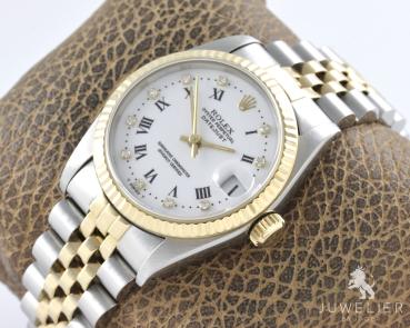 Rolex Datejust 31mm Medium Bicolor Diamanten Box & Papiere Ref. 68273 Damenuhr