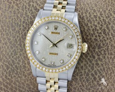 Rolex Datejust 31mm Medium Bicolor Diamanten Box & Papiere Ref. 68273 Damenuhr