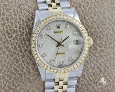 Preview: Rolex Datejust 31mm Medium Bicolor Diamanten Box & Papiere Ref. 68273 Damenuhr