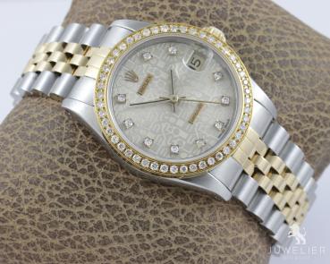 Preview: Rolex Datejust 31mm Medium Bicolor Diamanten Box & Papiere Ref. 68273 Damenuhr