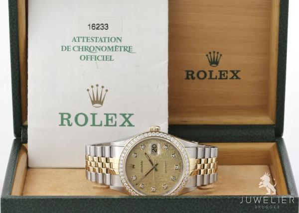Preview: Rolex Datejust 36mm Bicolor Automatik Diamantenbesatz Ref. 16233 Box & Papiere
