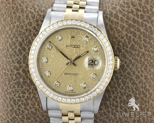 Rolex Datejust 36mm Bicolor Automatik Diamantenbesatz Ref. 16233 Box & Papiere