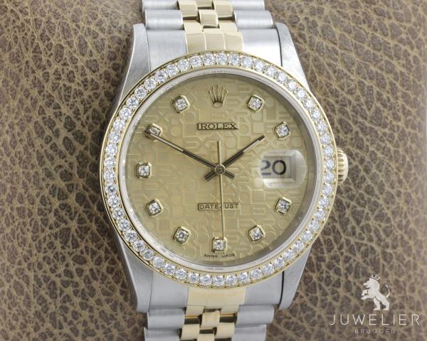 Preview: Rolex Datejust 36mm Bicolor Automatik Diamantenbesatz Ref. 16233 Box & Papiere