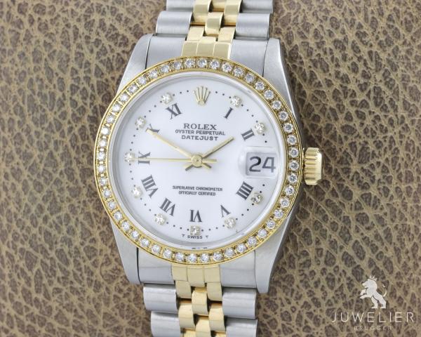 Rolex Datejust 31mm Medium Bicolor Diamanten Box & Papiere Ref. 68273 Damenuhr