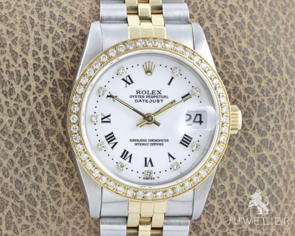 Rolex Datejust 31mm Medium Bicolor Diamanten Box & Papiere Ref. 68273 Damenuhr