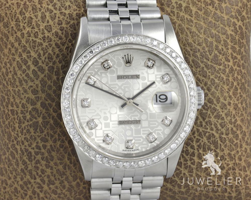 Rolex Datejust 36mm Stahl Automatik Diamantenbesatz Ref. 16234 Box & Papiere