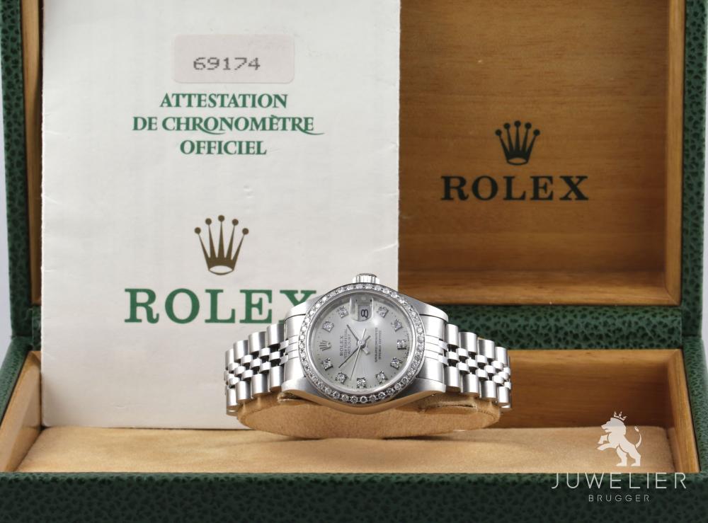 Rolex Datejust 26mm Stahl Automatik Diamanten Ref. 69174 Damenuhr Box & Papiere