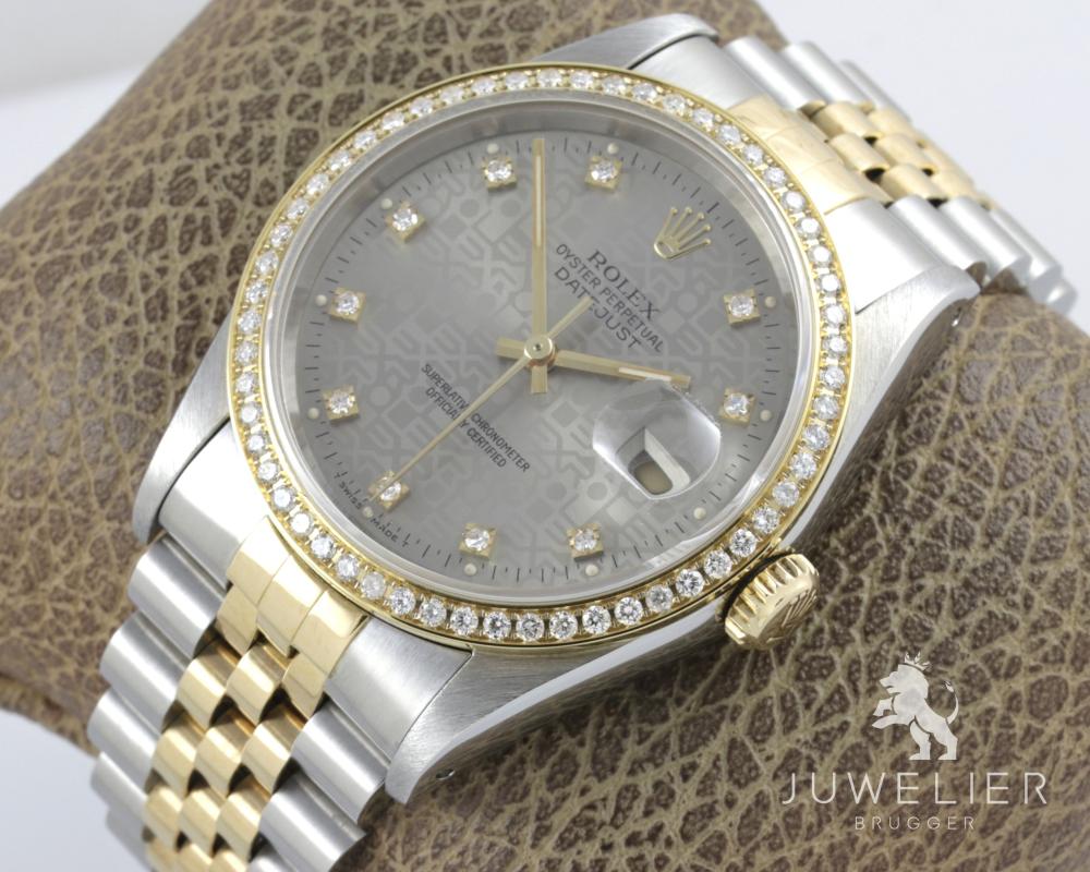 Rolex Datejust 36mm Bicolor Automatik Diamantenbesatz Ref. 16233 Box & Papiere