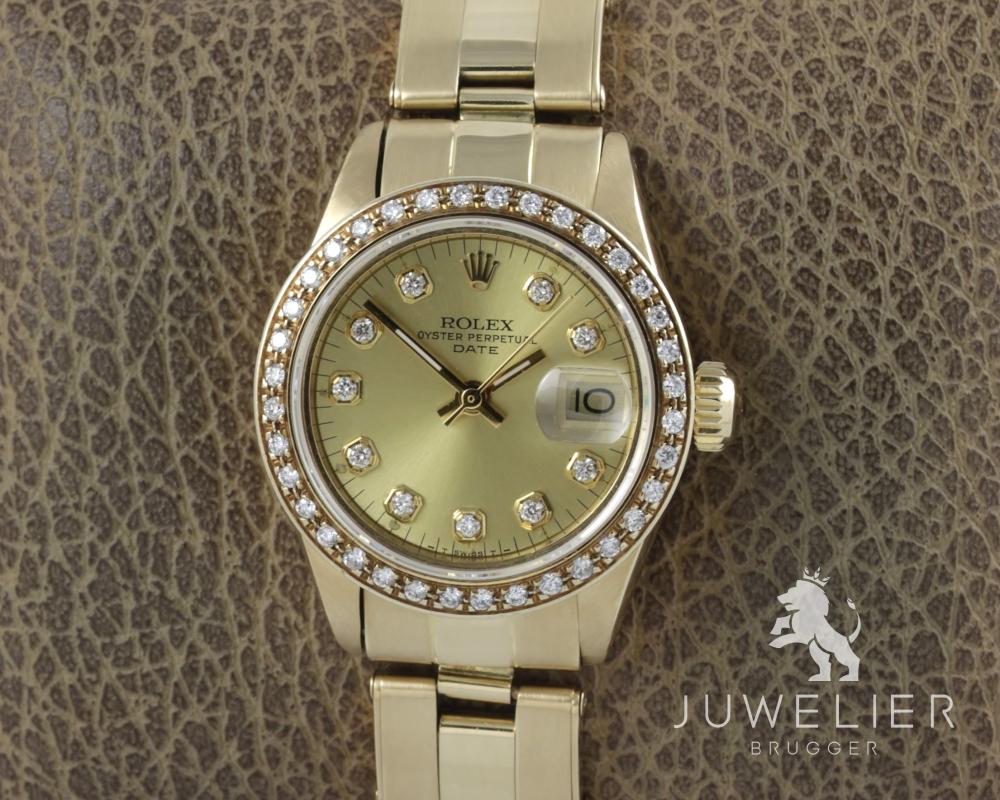 Rolex Lady-Datejust 26mm 750 Gold Automatik Diamantenbesatz Damenuhr Ref. 6917