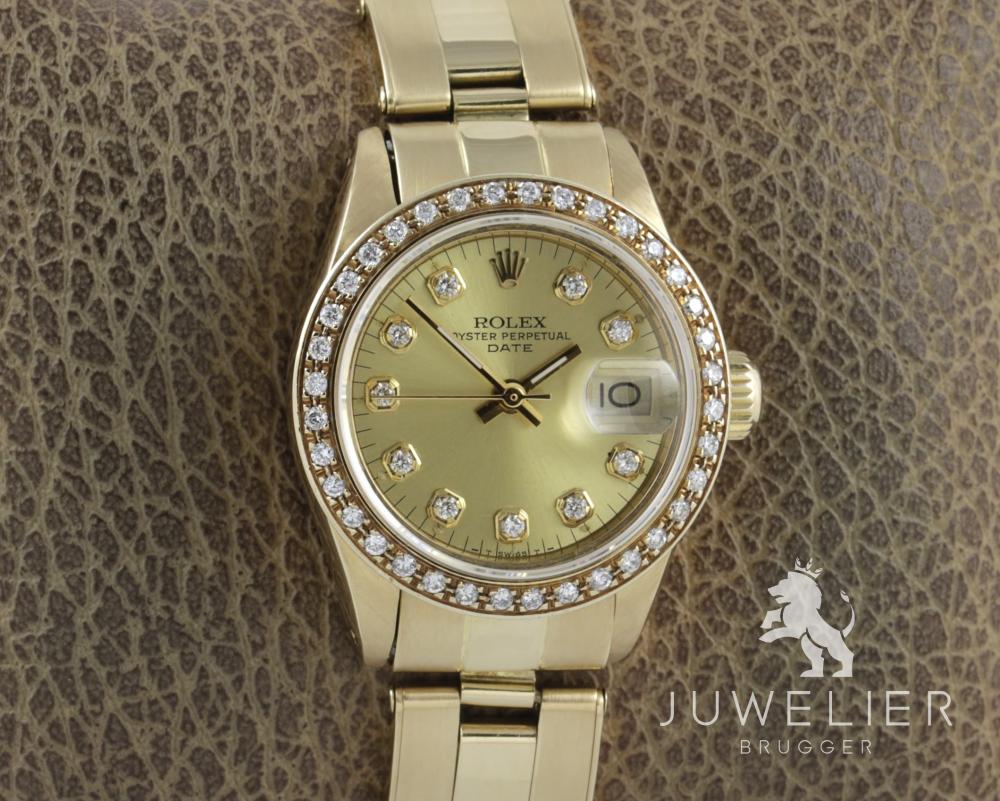 Rolex Lady-Datejust 26mm 750 Gold Automatik Diamantenbesatz Damenuhr Ref. 6917