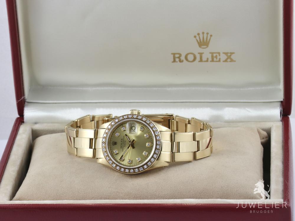 Rolex Lady-Datejust 26mm 750 Gold Automatik Diamantenbesatz Damenuhr Ref. 6917