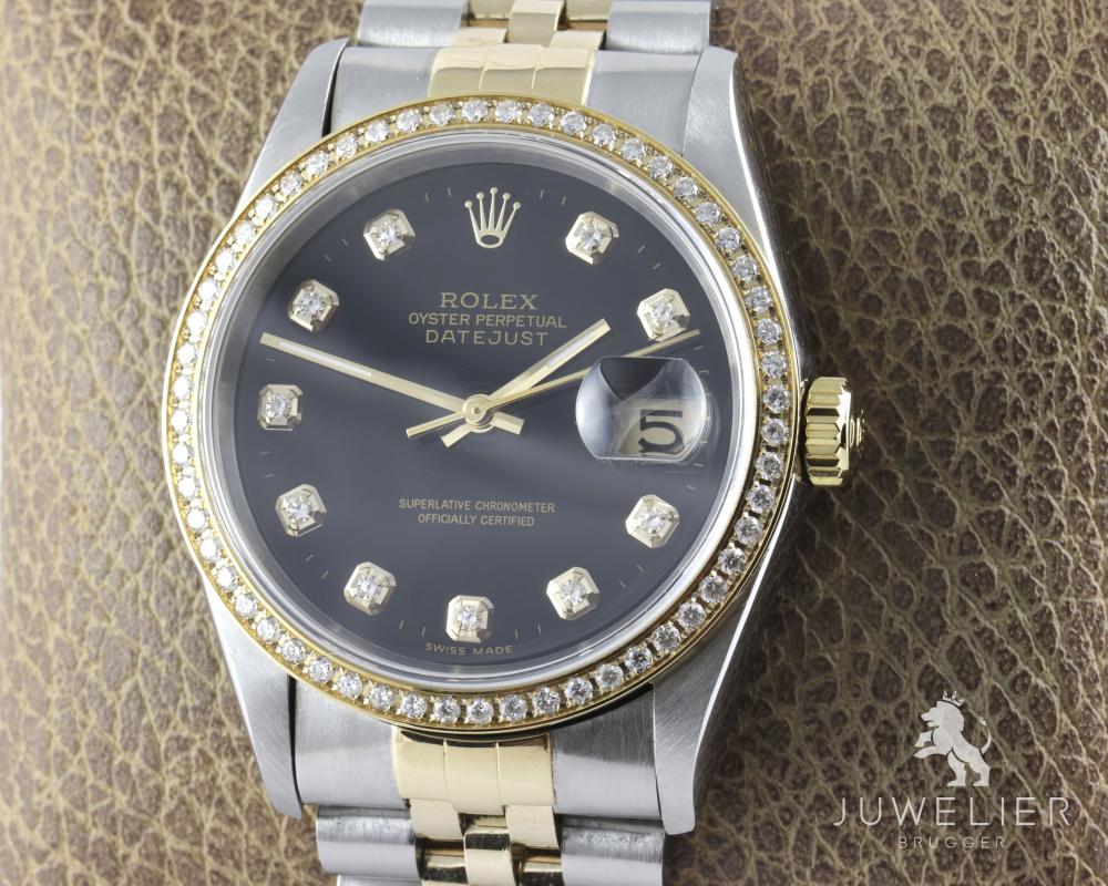 Rolex Datejust 36mm Bicolor Automatik Diamantenbesatz Ref. 16233 Box & Papiere