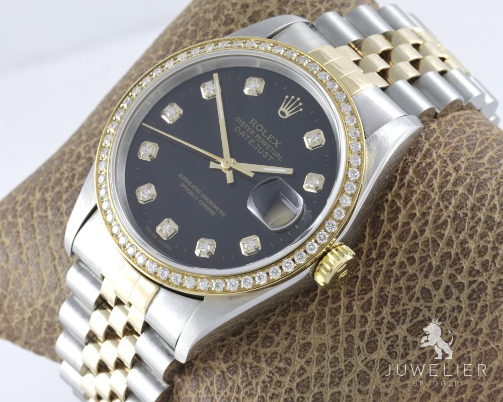 Rolex Datejust 36mm Bicolor Automatik Diamantenbesatz Ref. 16233 Box & Papiere