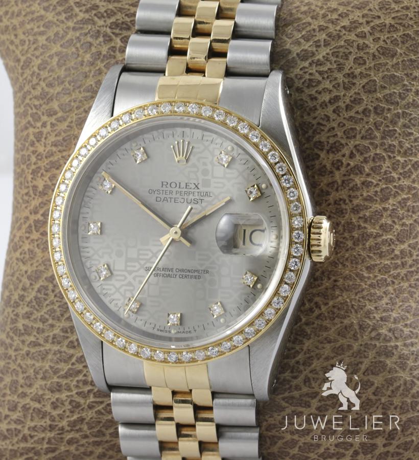 Rolex Datejust 36mm Bicolor Automatik Diamantenbesatz Ref. 16233 Box & Papiere