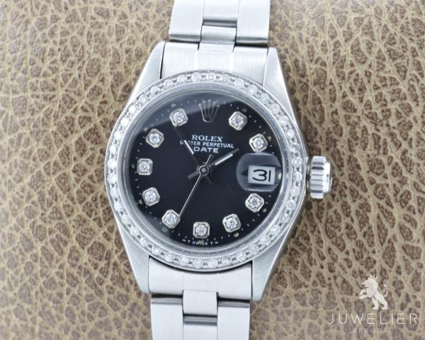 Rolex Lady Date 26mm Stahl Automatik Diamanten Ref. 6917 Box & Papiere
