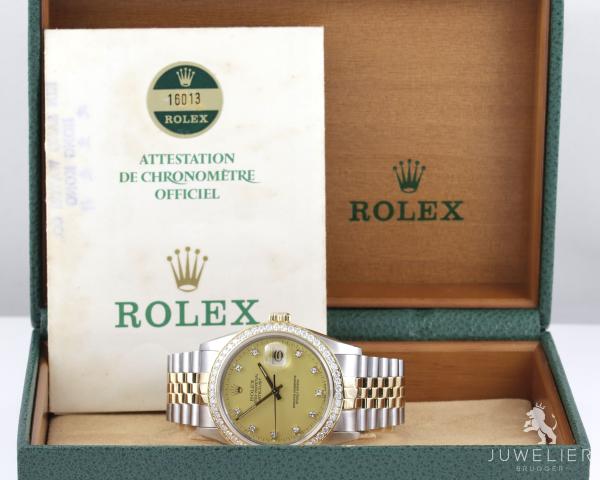 Rolex Datejust 36mm Bicolor Automatik Diamantenbesatz Ref. 16013 Box & Papiere