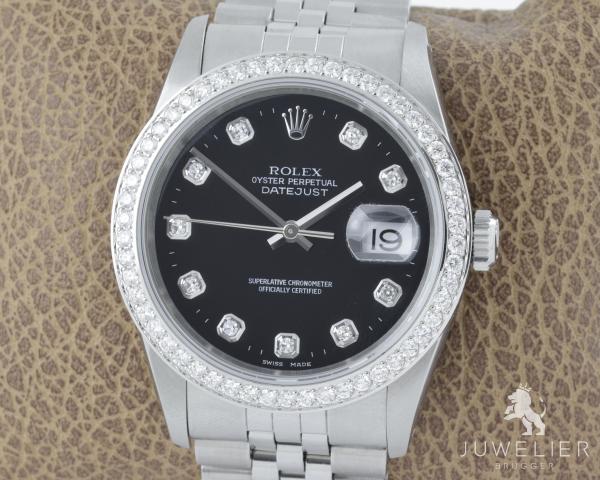 Rolex Datejust 36mm Stahl Automatik Diamantenbesatz Ref. 16234 Box & Papiere