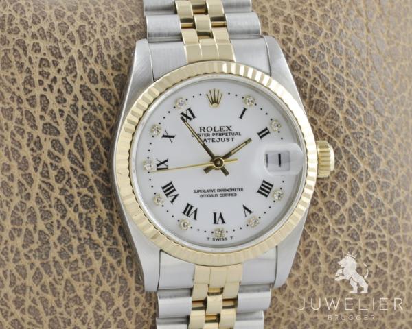Rolex Datejust 31mm Medium Bicolor Diamanten Box & Papiere Ref. 68273 Damenuhr